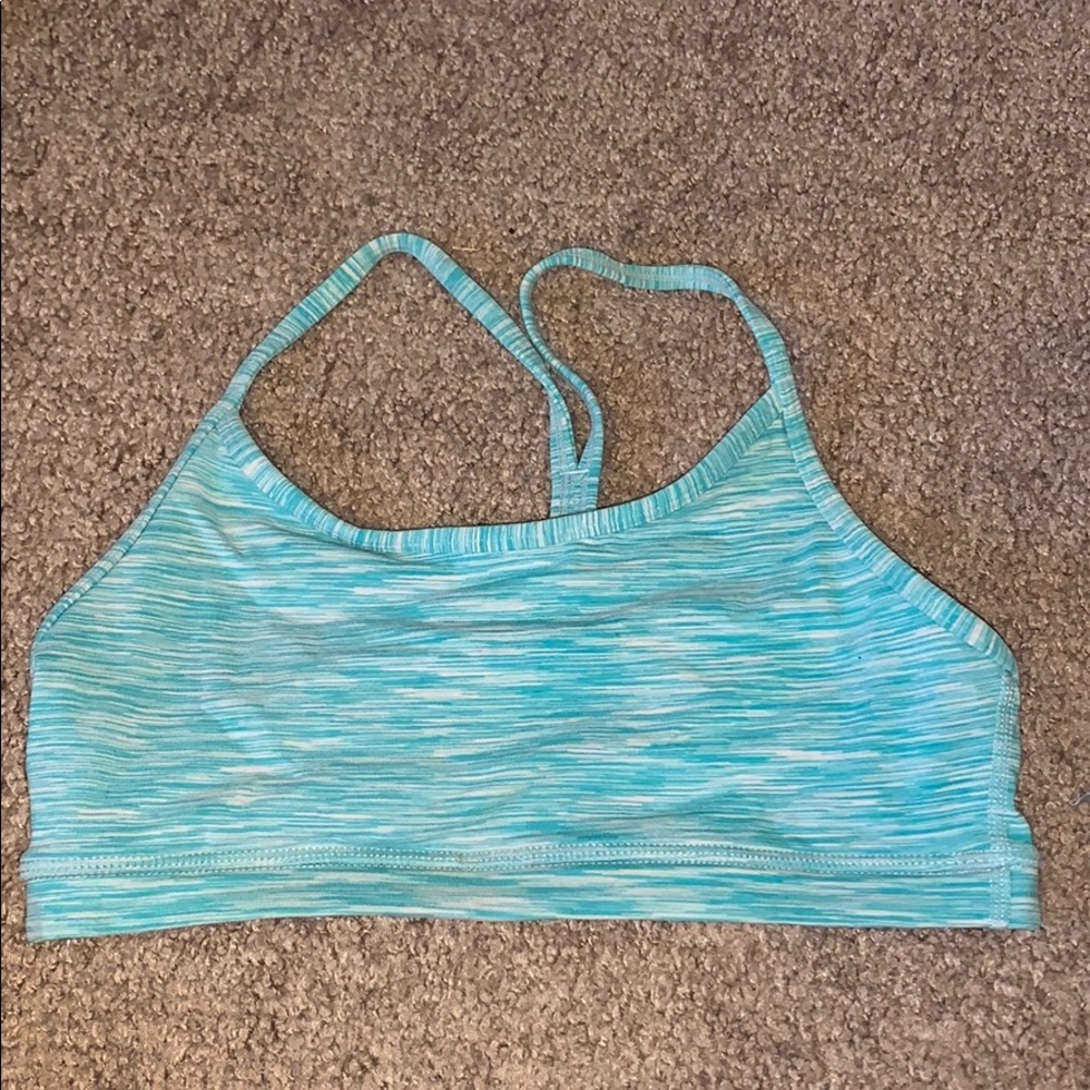 lululemon flow y bra heathered real teal size 4